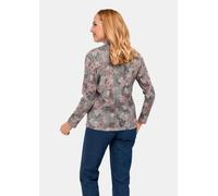 Rundhalspullover GOLDNER "Floraler Strickpullover mit Stehkragen", Damen, Gr. 52, rosa (rosé, gemustert), Obermaterial: 65% Polyester PES. 35% Viskose CV., eng, Pullover Rundhalspullover, hoher Baumwo