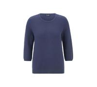 Rundhalspullover GOLDNER "Halbarm Baumwollpullover mit Struktur", Damen, Gr. 38, blau (marine), Obermaterial: 100% Baumwolle CO., Modisch, Pullover Rundhalspullover, Rundhalsausschnitt (27003124-38) m