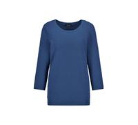 Rundhalspullover GOLDNER "Halbarm Baumwollpullover mit Struktur", Damen, Gr. 42, blau (royalblau), Obermaterial: 100% Baumwolle CO., Modisch, Pullover Rundhalspullover, Rundhalsausschnitt (71528419-42