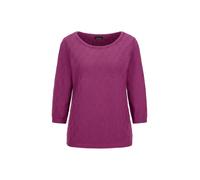 Rundhalspullover GOLDNER "Halbarm Baumwollpullover mit Struktur", Damen, Gr. 44, pink (beere), Obermaterial: 100% Baumwolle CO., Modisch, U-Boot-Ausschnitt, Pullover Rundhalspullover, 3/4-Ärmel (32547