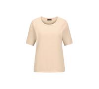 Rundhalspullover GOLDNER "Halbarm Strickshirt mit Rundhals", Damen, Gr. 46, beige, Obermaterial: 100% Baumwolle CO., Modisch, Pullover Rundhalspullover, Rundhalsausschnitt (95252709-46) beige