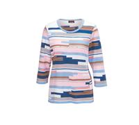 Rundhalspullover GOLDNER "Kurzgröße Baumwollpullover mit grafischem Muster", Damen, Gr. 24, bunt (bunt, gemustert), Obermaterial: 50% Baumwolle CO. 50% Polyacryl PAN., eng normales Bündchen, Pullover