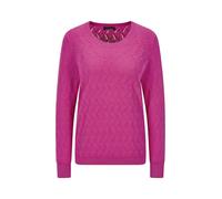 Rundhalspullover GOLDNER "Kurzgröße Baumwollpullover mit Zick-Zack-Muster", Damen, Gr. 22, lila (beere), Obermaterial: 80% Baumwolle CO. 20% Polyamid PA., gerade, Pullover Rundhalspullover, moderner W