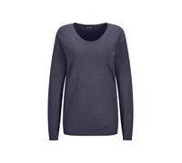 Rundhalspullover GOLDNER "Kurzgröße Edler Feinstrickpullover, V-Ausschnitt", Damen, Gr. 19, blau (marine), Obermaterial: 60% Viskose CV. 40% Baumwolle CO., Pullover Rundhalspullover (79440911-19) mari
