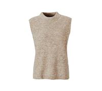 Rundhalspullover GOLDNER "Kurzgröße Edler Rippstrick Pullunder, Stehkragen", Damen, Gr. 22, beige (taupe), Obermaterial: 76% Polyester PES. 15% Polyamid PA. 6% Schurwolle WV. 3% Elasthan EL., keine/ni