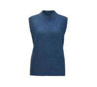 Rundhalspullover GOLDNER "Kurzgröße Edler Rippstrick Pullunder, Stehkragen", Damen, Gr. 23, blau (marine), Obermaterial: 76% Polyester PES. 15% Polyamid PA. 6% Schurwolle WV. 3% Elasthan EL., keine/ni