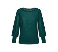 Rundhalspullover GOLDNER "Kurzgröße Eleganter glitzernder U-Boot-Pullover", Damen, Gr. 23, grün (smaragd), Obermaterial: 85% Polyester PES. 15% Polyacryl PAN., Pullover Rundhalspullover, Pailletten (2