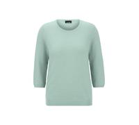 Rundhalspullover GOLDNER "Kurzgröße Halbarm Baumwollpullover mit Struktur", Damen, Gr. 21, grün (salbei), Obermaterial: 100% Baumwolle CO., Modisch, Pullover Rundhalspullover, Rundhalsausschnitt (6761