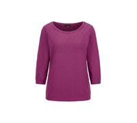 Rundhalspullover GOLDNER "Kurzgröße Halbarm Baumwollpullover mit Struktur", Damen, Gr. 21, pink (beere), Obermaterial: 100% Baumwolle CO., Modisch, U-Boot-Ausschnitt, Pullover Rundhalspullover, 3/4-Är