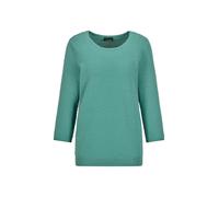 Rundhalspullover GOLDNER "Kurzgröße Halbarm Baumwollpullover mit Struktur", Damen, Gr. 22, grün (graugrün), Obermaterial: 100% Baumwolle CO., Modisch, Pullover Rundhalspullover, Rundhalsausschnitt (91