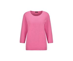 Rundhalspullover GOLDNER "Kurzgröße Halbarm Baumwollpullover mit Struktur", Damen, Gr. 22, pink, Obermaterial: 100% Baumwolle CO., Modisch, Pullover Rundhalspullover, Rundhalsausschnitt (71911232-22)