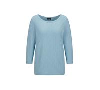 Rundhalspullover GOLDNER "Kurzgröße Halbarm Baumwollpullover mit Struktur", Damen, Gr. 24, blau (hellblau), Obermaterial: 100% Baumwolle CO., Modisch, Pullover Rundhalspullover, 3/4-Ärmel (33838645-24