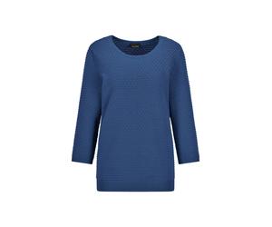 Rundhalspullover GOLDNER "Kurzgröße Halbarm Baumwollpullover mit Struktur", Damen, Gr. 25, blau (royalblau), Obermaterial: 100% Baumwolle CO., Modisch, Pullover Rundhalspullover, Rundhalsausschnitt (3