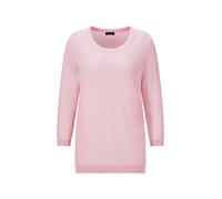Rundhalspullover GOLDNER "Kurzgröße Halbarm Ringelpullover aus Baumwolle", Damen, Gr. 19, rosa (rosé, gemustert), Obermaterial: 100% Baumwolle CO., Modisch, Pullover Rundhalspullover, Rundhalsausschni