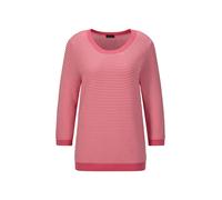 Rundhalspullover GOLDNER "Kurzgröße Halbarm Ringelpullover aus Baumwolle", Damen, Gr. 22, orange (koralle, gemustert), Obermaterial: 100% Baumwolle CO., Modisch, Pullover Rundhalspullover, Rundhalsaus