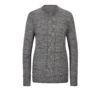 Rundhalspullover GOLDNER "Kurzgröße Hüftlanger Langarm Pullover, Zopfstrick", Damen, Gr. 24, grau (grau, gemustert), Obermaterial: 100% Polyacryl PAN., Modisch, gerade, Elastisch, Pullover Rundhalspul