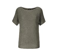 Rundhalspullover GOLDNER "Kurzgröße Kurzarm-Pullover mit Rippen", Damen, Gr. 22, grün (khaki), Obermaterial: 60% Polyester PES. 40% Baumwolle CO., normal, Rippe, Pullover Rundhalspullover, Rippenbündc