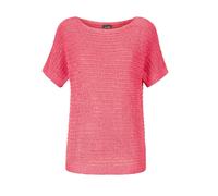 Rundhalspullover GOLDNER "Kurzgröße Kurzarm-Pullover mit Rippen", Damen, Gr. 24, orange (koralle), Obermaterial: 60% Polyester PES. 40% Baumwolle CO., normal, Rippe, Pullover Rundhalspullover, Rippenb