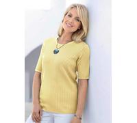 Rundhalspullover GOLDNER "Kurzgröße Pflegeleichter Pullover in hochwertiger Rippenstruktur", Damen, Gr. 19, gelb, Obermaterial: 65% Polyacryl PAN. 35% Polyester PES., eng Sonstiges, Pullover Rundhalsp