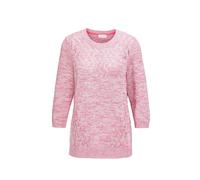 Rundhalspullover GOLDNER "Kurzgröße Pullover mit schönem Ajourmuster", Damen, Gr. 22, rosa (altrosé, gemustert), Obermaterial: 87% Baumwolle CO. 13% metallisierte Fasern MTF., Rippe, Pullover Rundhals