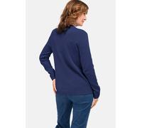 Rundhalspullover GOLDNER "Kurzgröße Stehkragenpullover im Zopfstrick", Damen, Gr. 19, blau (dunkelblau), Obermaterial: 50% Baumwolle CO. 50% Polyacryl PAN., gerade, Pullover Rundhalspullover, hoher Ba
