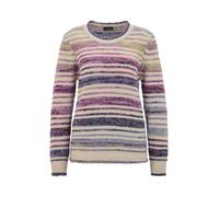 Rundhalspullover GOLDNER "Kurzgröße Streifenpullover mit Struktur", Damen, Gr. 25, bunt (beere, gemustert), Modern, gerade, Rundhals, Rippbündchen, Pullover Rundhalspullover, Effektgarn mit verstrickt