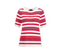 Rundhalspullover GOLDNER "Kurzgröße Streifenpullover mit U-Boot-Ausschnitt", Damen, Gr. 23, rot (rot, weiß, gemustert), Obermaterial: 62% Baumwolle CO. 38% Polyamid PA., normal, Rippe, Pullover Rundha