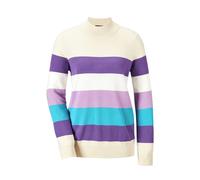 Rundhalspullover GOLDNER "Kurzgröße Strickpullover", Damen, Gr. 25, beige (beige, gemustert), Obermaterial: 50% Viskose CV. 28% Polyester PES. 22% Polyamid PA., Rippe, Pullover Rundhalspullover, Stehb