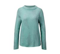Rundhalspullover GOLDNER "Kurzgröße Strickpullover im Reiskorn-Effekt", Damen, Gr. 21, grün (mint, gemustert), Obermaterial: 100% Polyacryl PAN., Rippe, Pullover Rundhalspullover, Jacquardmuster (4579