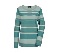 Rundhalspullover GOLDNER "Kurzgröße Strickpullover im Ringel-Look", Damen, Gr. 21, grün (salbei, gemustert), Obermaterial: 50% Baumwolle CO. 50% Polyacryl PAN., figurumspielend, U-Boot-Ausschnitt, Pul