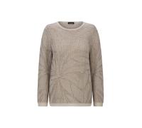 Rundhalspullover GOLDNER "Kurzgröße Strickpullover mit Blumenmuster", Damen, Gr. 19, beige (beige, gemustert), Obermaterial: 56% Polyacryl PAN. 36% Polyamid PA. 8% Wolle mw., U-Boot-Ausschnitt, Rippbü