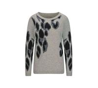 Rundhalspullover GOLDNER "Langarm Strickpullover im Leo-Design", Damen, Gr. 48, grau (grau, gemustert), Obermaterial: 100% Kaschmir WS., Modisch, U-Boot-Ausschnitt, Pullover Rundhalspullover, Leo-Look