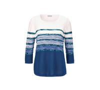 Rundhalspullover GOLDNER "Leichter Pullover mit tollem Ringelmuster", Damen, Gr. 48, blau (royalblau, gemustert), Obermaterial: 55% Polyacryl PAN. 45% Baumwolle CO., Pullover Rundhalspullover (8800390