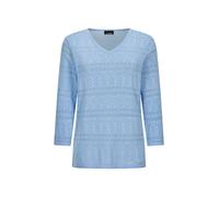 Rundhalspullover GOLDNER "Sommerpullover mit V-Ausschnitt", Damen, Gr. 48, blau (hellblau), Obermaterial: 80% Baumwolle CO. 20% Polyamid PA., gerade, Pullover Rundhalspullover, angenehmer Tragekomfort