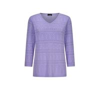 Rundhalspullover GOLDNER "Sommerpullover mit V-Ausschnitt", Damen, Gr. 48, lila (flieder), Obermaterial: 80% Baumwolle CO. 20% Polyamid PA., gerade, V-Ausschnitt, Pullover Rundhalspullover, angenehmer