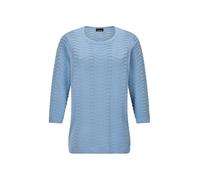Rundhalspullover GOLDNER "Sommerpullover mit Wellenstruktur", Damen, Gr. 38, blau (hellblau), Obermaterial: 50% Baumwolle CO. 50% Polyacryl PAN., gerade, Pullover Rundhalspullover, moderner Wellenstri