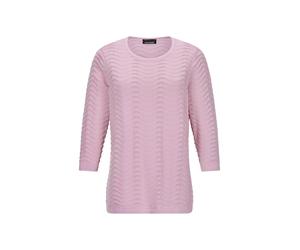 Rundhalspullover GOLDNER "Sommerpullover mit Wellenstruktur", Damen, Gr. 46, rosa (rosé), Obermaterial: 50% Baumwolle CO. 50% Polyacryl PAN., gerade, Pullover Rundhalspullover, moderner Wellenstrick (