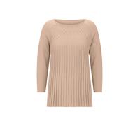 Rundhalspullover GOLDNER "Tunikapullover in A-Linie", Damen, Gr. 44, beige, Obermaterial: 50% Baumwolle CO. 50% Polyacryl PAN., figurumspielend, U-Boot-Ausschnitt, Gerade, Pullover Rundhalspullover, n