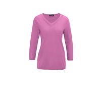 Rundhalspullover GOLDNER "Unkomplizierter Pullover mit V-Ausschnitt", Damen, Gr. 42, pink (malve), Obermaterial: 50% Baumwolle CO. 50% Polyacryl PAN., Pullover Rundhalspullover (72003501-42) malve