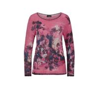 Rundhalspullover GOLDNER "Wollpullover floral, U-Boot-Ausschnitt", Damen, Gr. 48, pink (pink, bunt, gemustert), Obermaterial: 53% Alpaka WP. 30% Polyamid PA. 17% Wolle mw., Modisch, U-Boot-Ausschnitt,