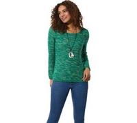 Rundhalspullover CASUAL LOOKS "Pullover", Damen, Gr. 42, grün (grün, meliert), 54% Baumwolle, 46% Polyacryl, meliert, figurumspielend, Pullover Rundhalspullover (41760959-42) grün, meliert