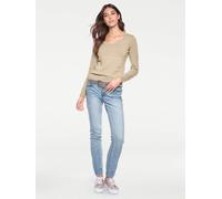 Rundhalspullover HEINE "Rundhals-Pullover", Damen, Gr. 34, beige, 100% Baumwolle, unifarben, Pullover Rundhalspullover (83832506-34) beige