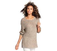 Rundhalspullover HEINE "Rundhals-Pullover", Damen, Gr. 36/38, bunt, 55% Baumwolle, 45% Polyester, gemustert, mehrfarbig, unifarben, Pullover Rundhalspullover (20693236-36) bunt