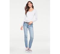 Rundhalspullover HEINE "Rundhals-Pullover", Damen, Gr. 36, weiß, 100% Baumwolle, unifarben, Pullover Rundhalspullover (29440636-36) weiß