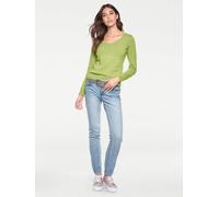 Rundhalspullover HEINE "Rundhals-Pullover", Damen, Gr. 38, grün (kiwi), 100% Baumwolle, unifarben, Pullover Rundhalspullover (66811920-38) kiwi