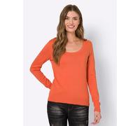 Rundhalspullover HEINE "Rundhals-Pullover", Damen, Gr. 38, orange, 100% Baumwolle, unifarben, Pullover Rundhalspullover (64753444-38) orange