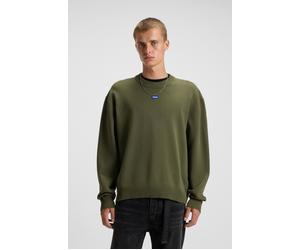 Rundhalspullover HUGO BLUE "San Casey", Herren, Gr. XL, grün (open grün345), Strick, Obermaterial: 50% Baumwolle, 50% Polyacryl, unifarben, relaxed fit normal, Rundhals, Bündchen, Pullover Rundhalspul