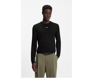Rundhalspullover HUGO "San Cassius-C2", Herren, Gr. XXL, schwarz (schwarz001), Strick, Obermaterial: 100% Baumwolle, unifarben, slim fit normal, Rundhals, Bündchen, Pullover Rundhalspullover, Rundhals