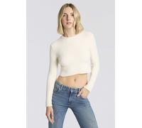 Rundhalspullover HUGO "Skitty", Damen, Gr. XL, weiß (open weiß 110), Rippstrick, Obermaterial: 67% Polyamid, 32% Wolle, 1% Elasthan, unifarben, slim fit kurz, Rundhals, Pullover Rundhalspullover, mit 