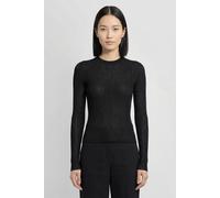 Rundhalspullover HUGO "Somya", Damen, Gr. S (36), schwarz 001, Strick, Obermaterial: 88% Viskose, 12% Polyester, unifarben, figurbetont hüftlang, Rundhals, Pullover Rundhalspullover, Rippstrick im Vis